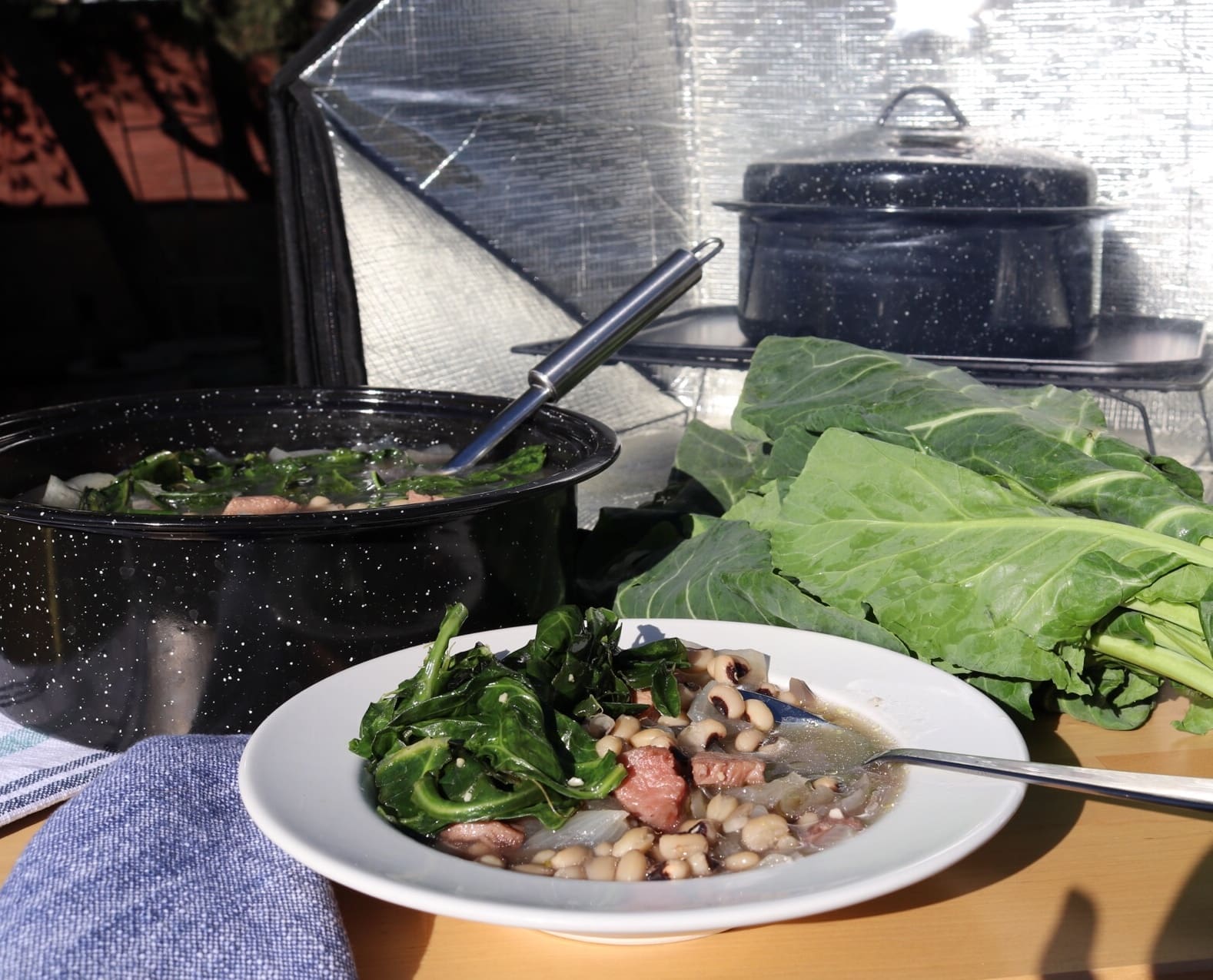 Black-Eyed Peas, Collards, and Ham Soup